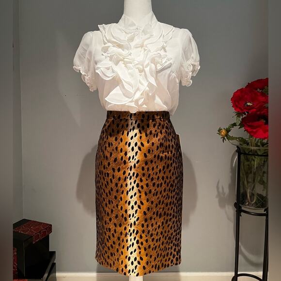 MICHAEL Michael Kors Dresses & Skirts - NEW Michael Kors Striped Leopard Print Cotton Pencil Skirt Sz 0 NWT